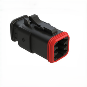 AT06-6S-SR02BLK Amphenol 6-Way Plug Female Connector with Reduced Diameter Seal, Strain Relief Endcap, Black