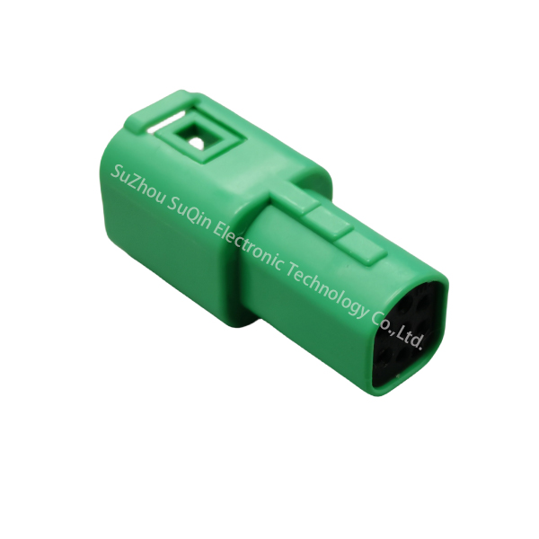 2822344-1:Housing for Male Terminals, Wire-to-Wire, 7 Position, .079 in [2 mm] Centerline, Sealable, Green, Signal, Multilock Connector System